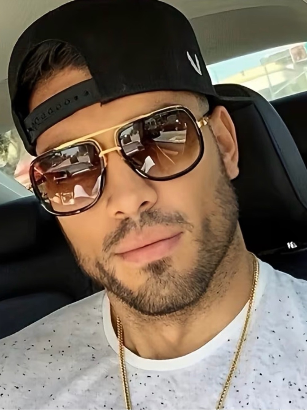 Men's Oversized Brown Gradient Aviator Sunglasses